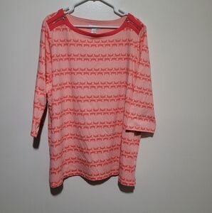 NWT CJ Banks Coral‎ Dragonfly Print Top